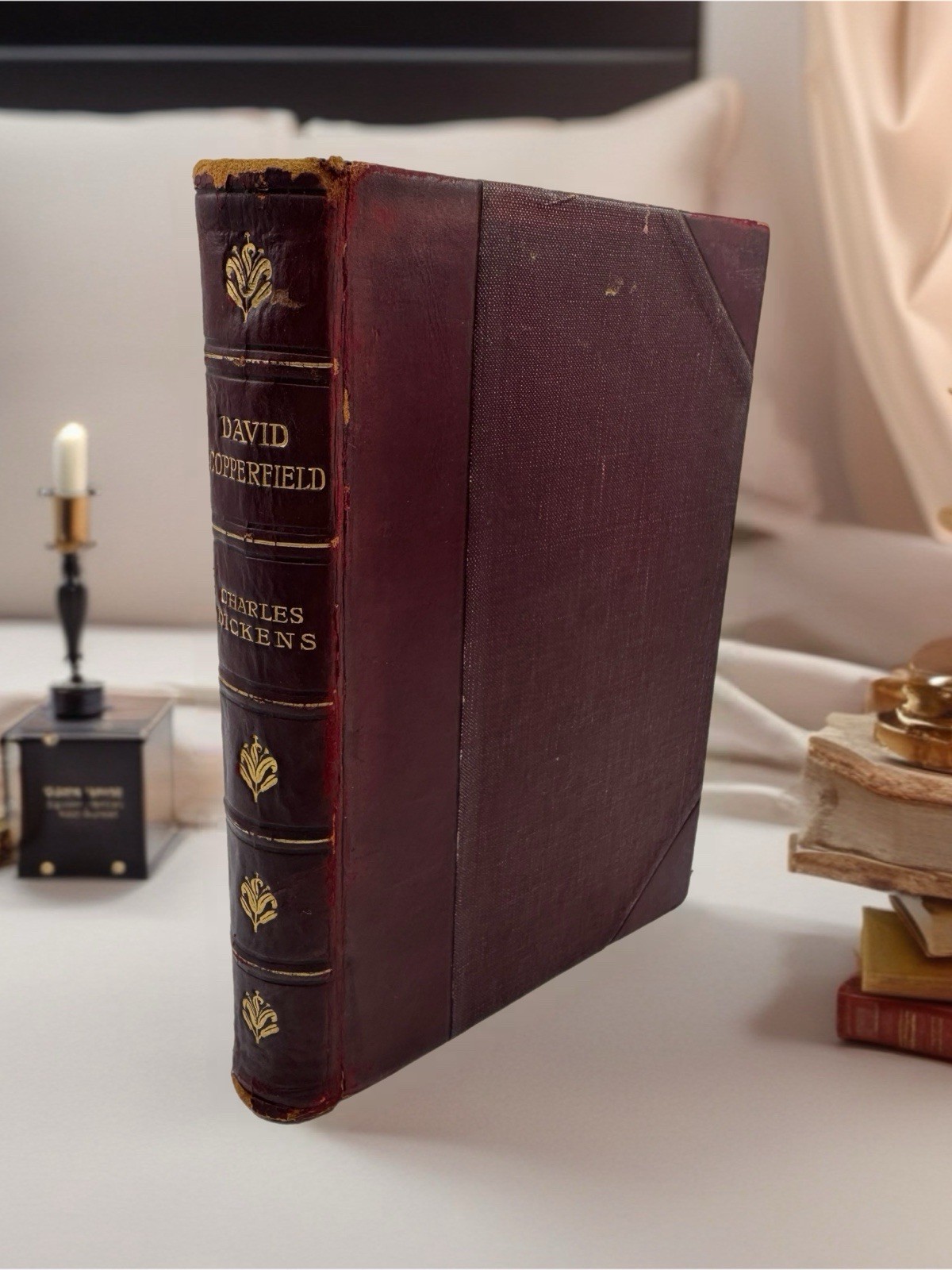 David Copperfield by Charles Dickens Leather Bound Illustrated Book, Antique