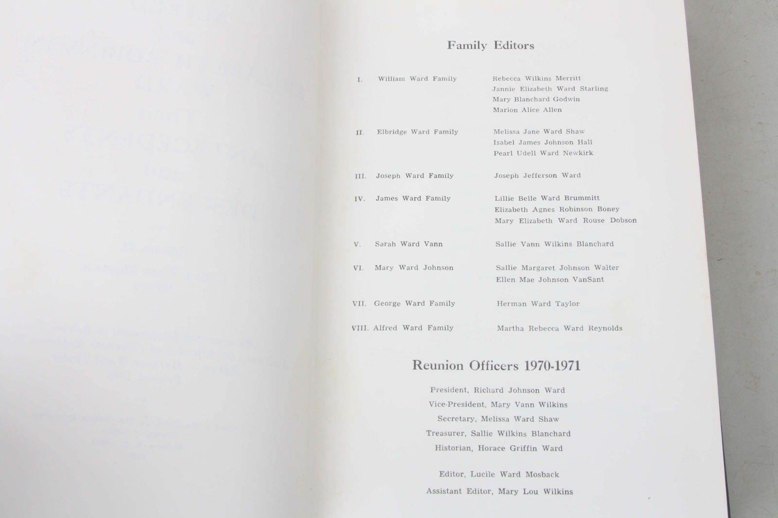 History of Alfred & Elizabeth Robinson Ward 1971 Genealogy Book Family Tree NC