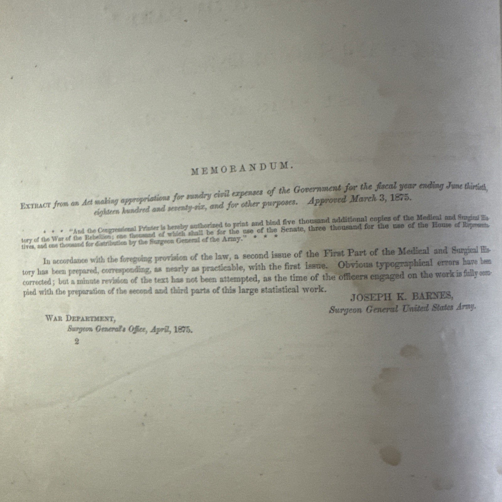 1861-65 Surgeon General Report “THE MEDICAL & SURGICAL HISTORY OF THE REBELLION”