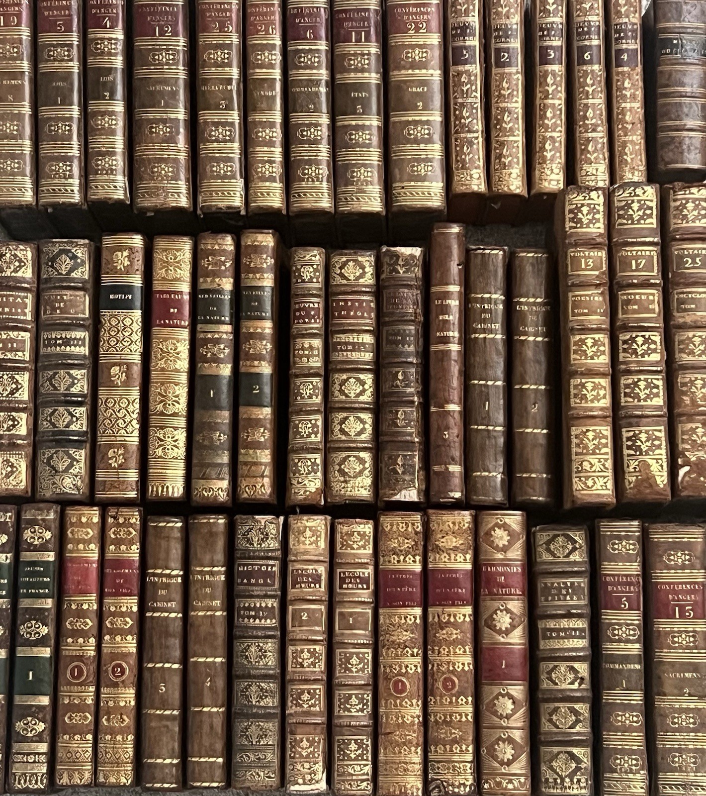 *ONE* 18th Century 1700s Antique French Leather Bound Book