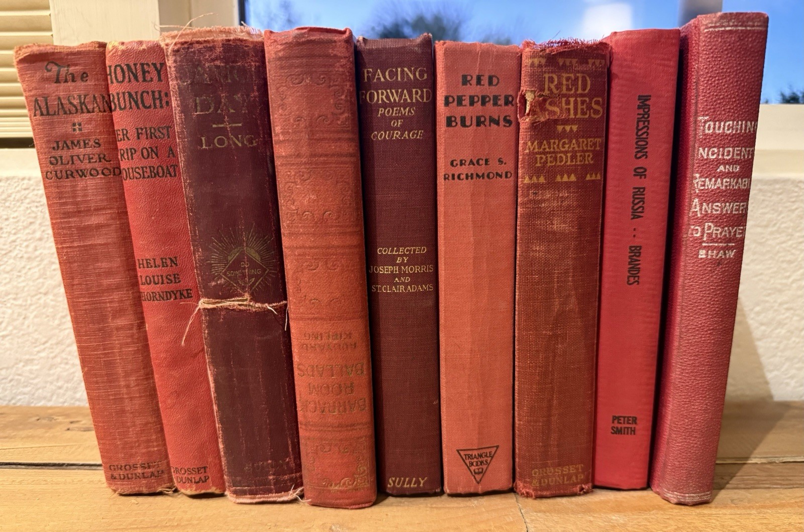 Lot of 9 Shades Of Red & Brown Old Vintage Random Books HC