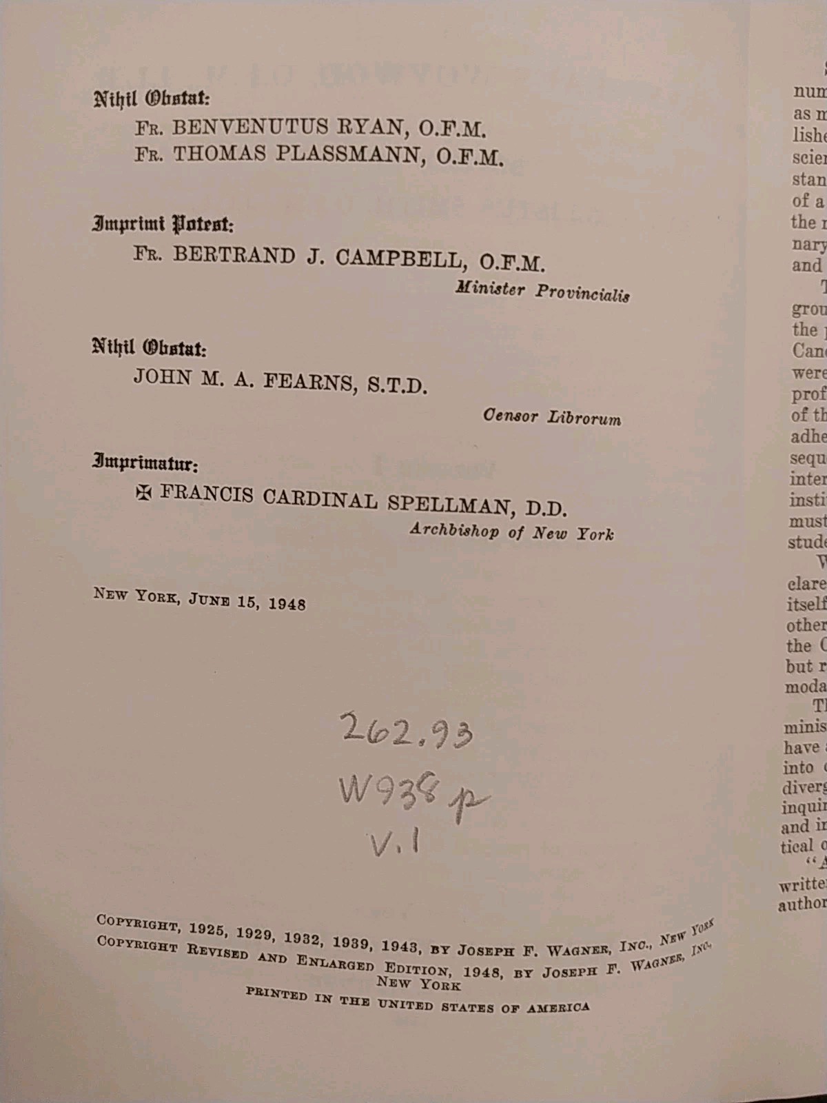 Practical Commentary on the Code of Canon Law Woywod Smith 1948 V I & II