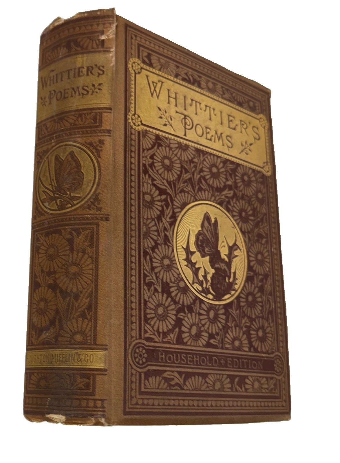 Complete Poetical Works of John Greenleaf Whittier (1882) Decorative Binding