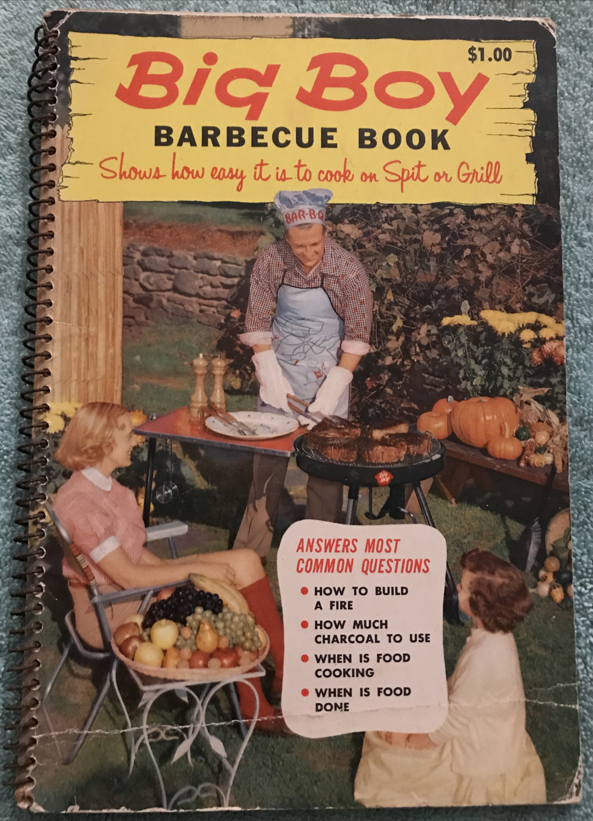 Vintage 1957 BIG BOY BARBECUE BOOK Grill Cookbook Recipes Guide. Wire Spiral.