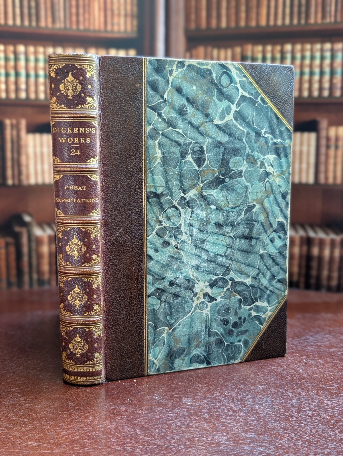 Great Expectations by Charles Dickens beautiful gilt brown leather binding