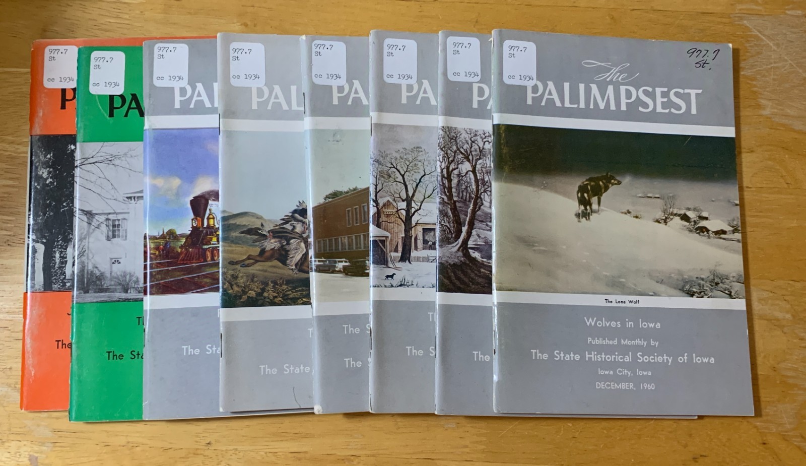 Lot of 8 PALIMPSEST Magazines – 1960 – State Historical Society of Iowa