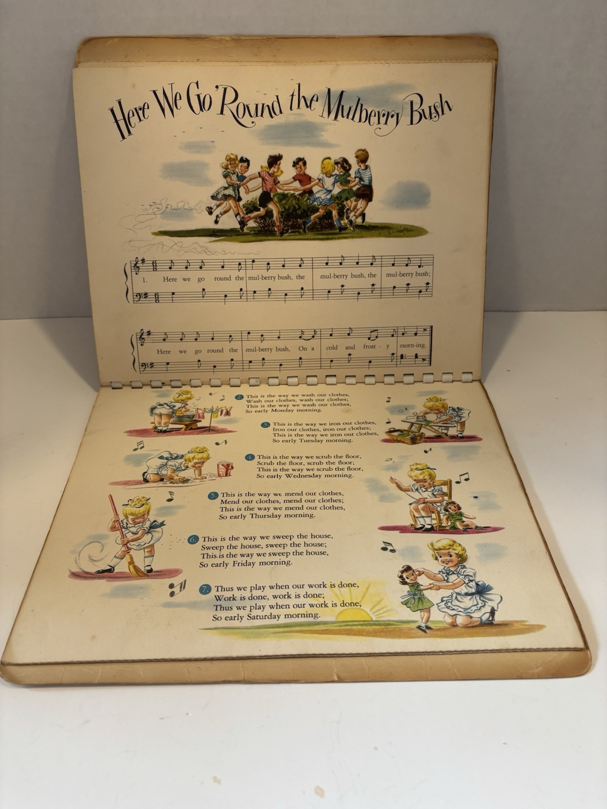 Vintage Play Time In Action Pop Up Book 1949 Softcover Spiral Bound