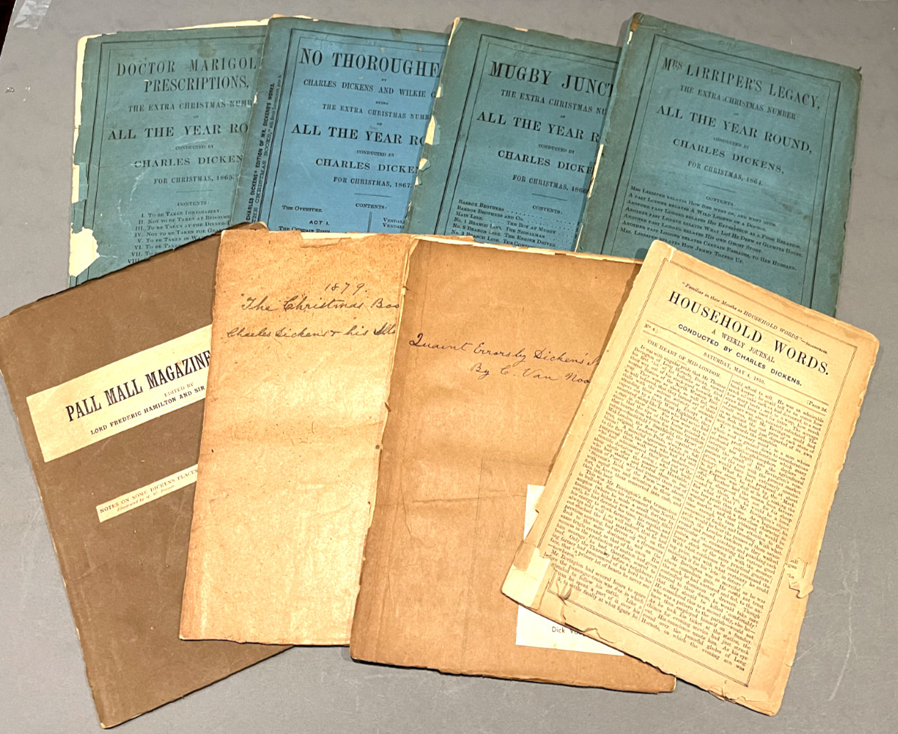 RARE 8 CHARLES DICKENS EARLY PUBLICATIONS ORIGINAL WRAPPERS CHRISTMAS