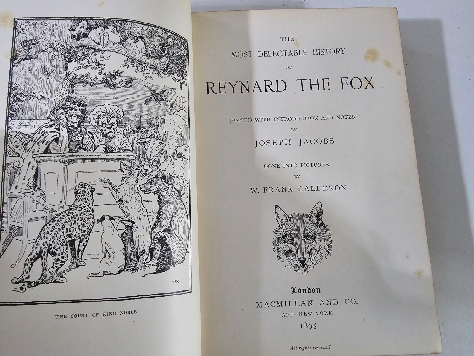 Antique 1895 Reynard The Fox 1st Edition Illustrated By Frank Calderon Gold Edge