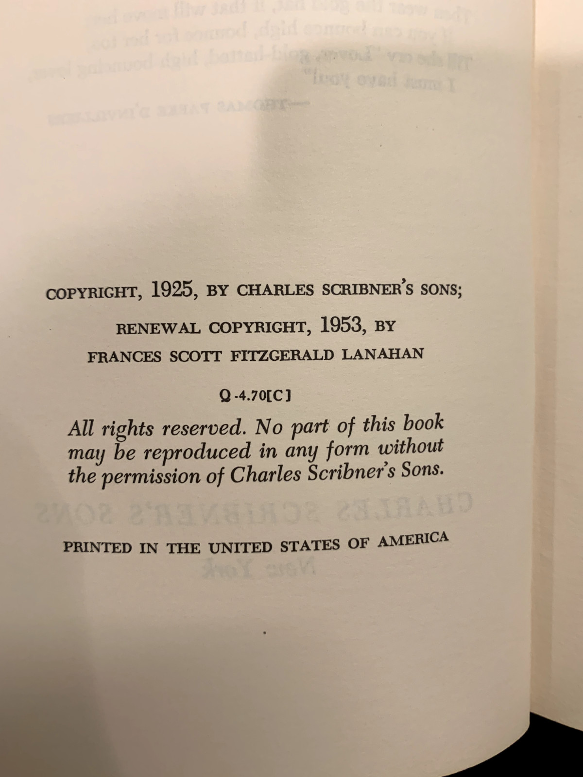 1953 THE GREAT GATSBY By F Scott Fitzgerald Vintage Paperback