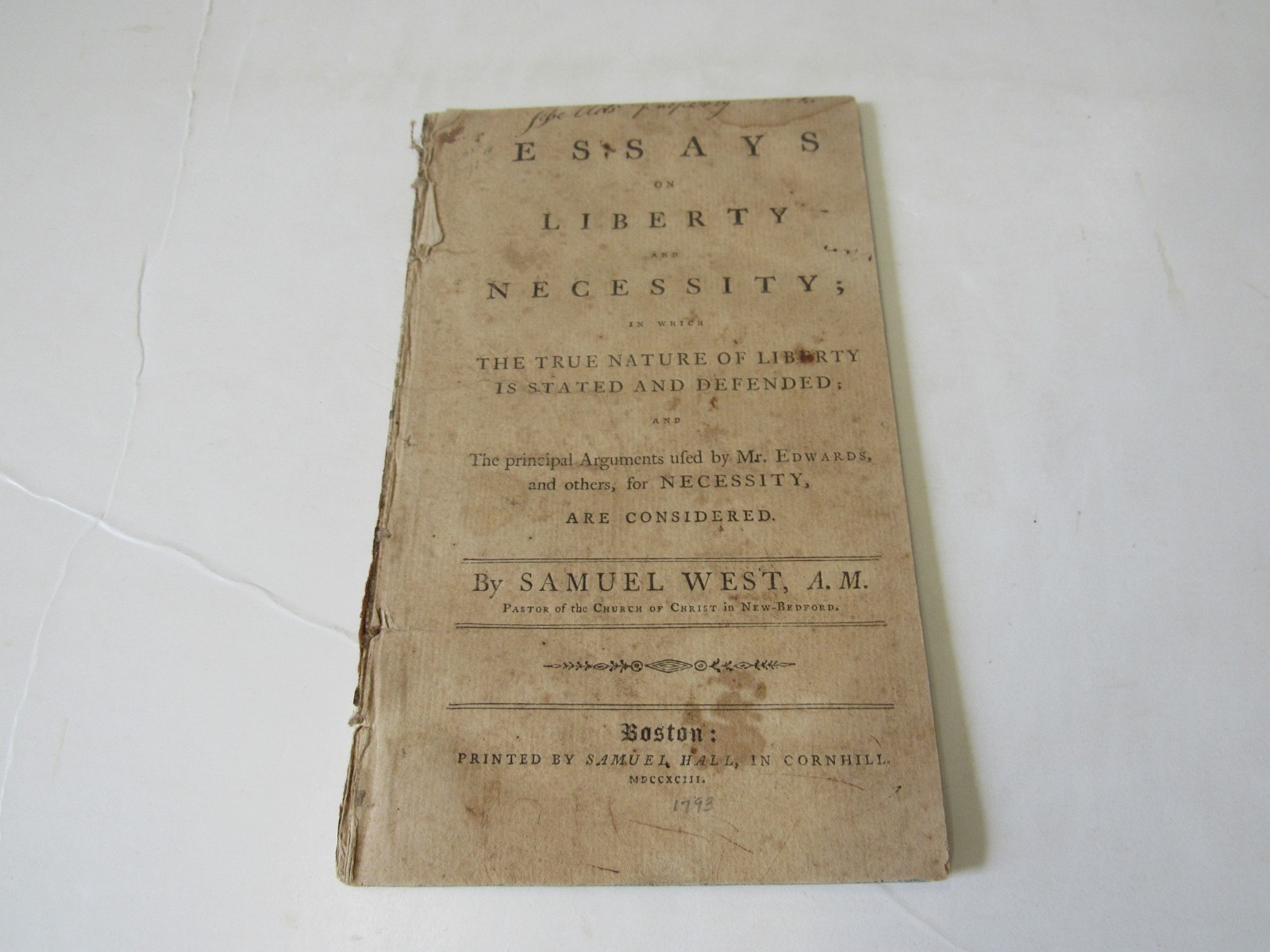 1793 Essays On Liberty & Necessity by Samuel West, Nature of Liberty