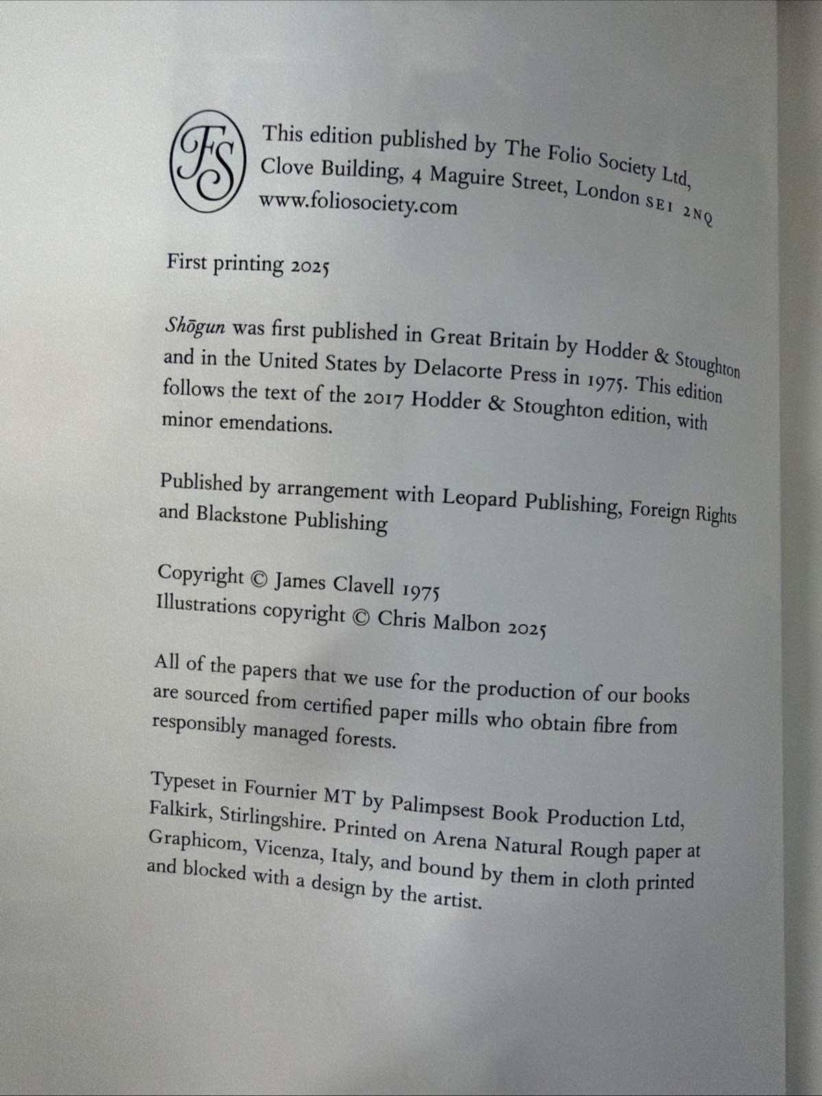 Shogun Folio Society Two Volume Set | First Printing 2025