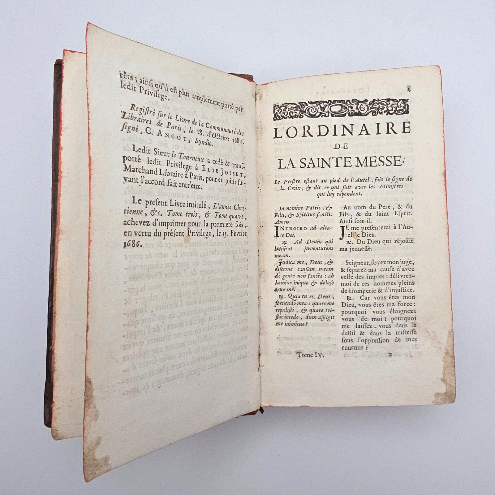 1686 L’Année Chrétienne Tome IV Paris Elie Josset Antique Leather Book