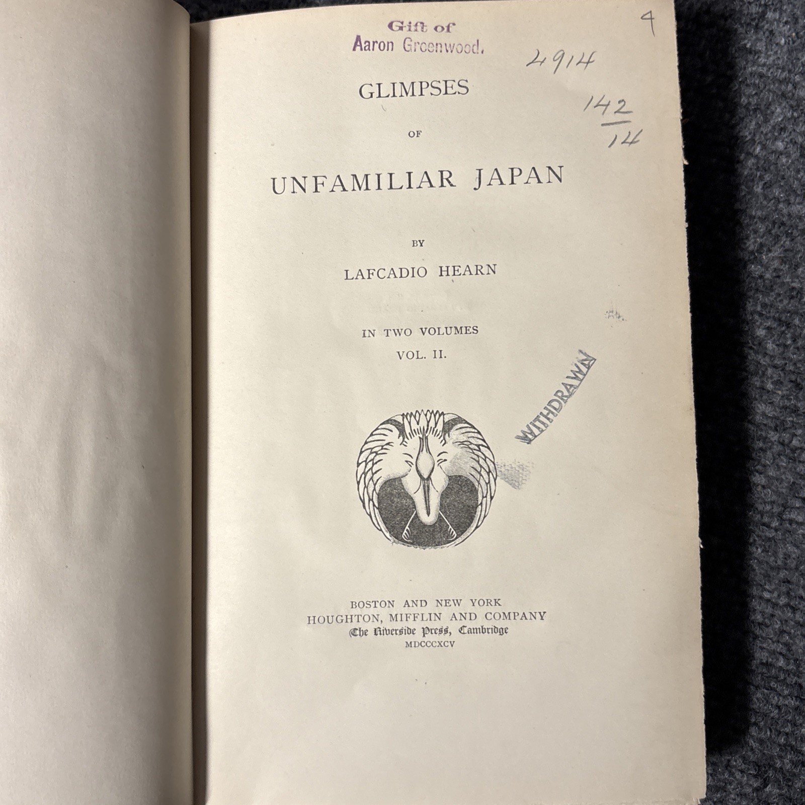 Lafcadio Hearn Glimpses Of Unfamiliar Japan 1st Ed 1894 Complete Library Bound