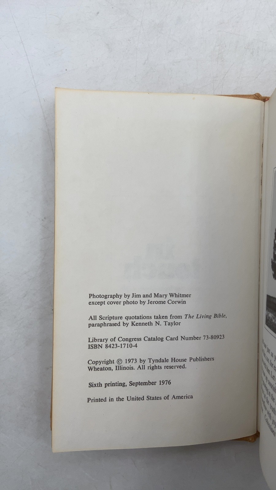 In Touch: Selections from the Living Bible Kenneth N. Taylor Hardcover 1976