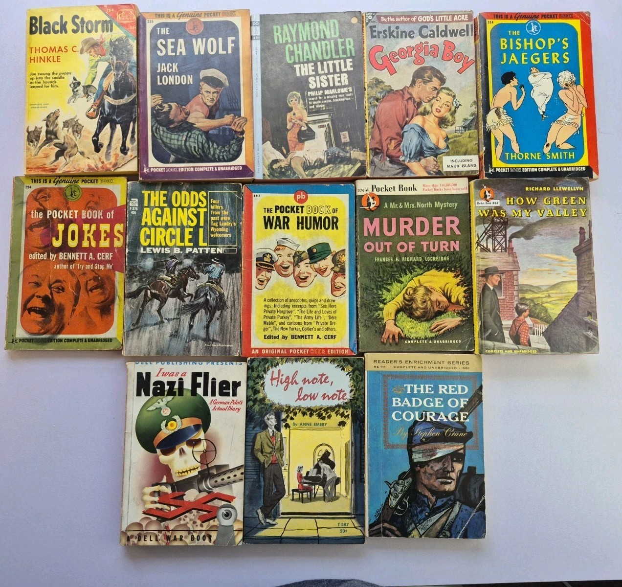 Vintage Pocket Books Mixed Years Paperback Lot 13 War Mystery Thriller Jokes