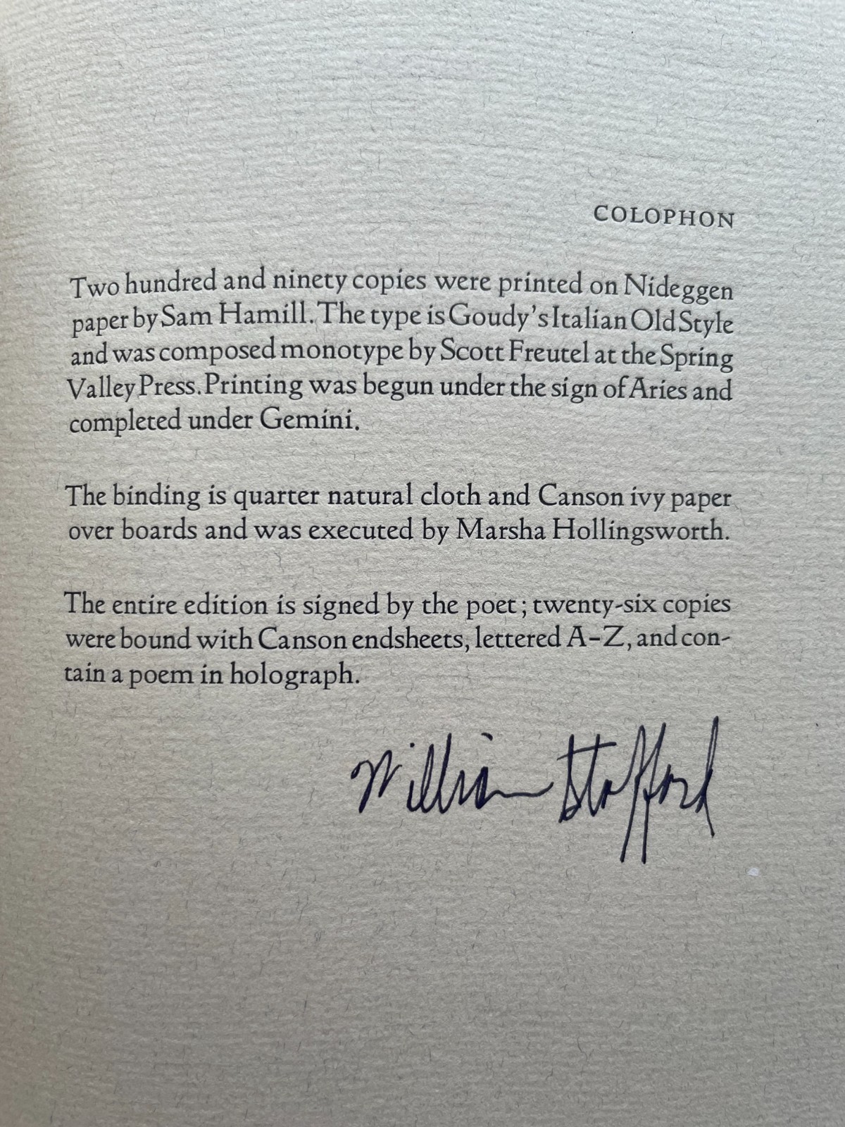 SIGNED William Stafford “Sometimes Like a Legend” 1st Edition 1981 Association
