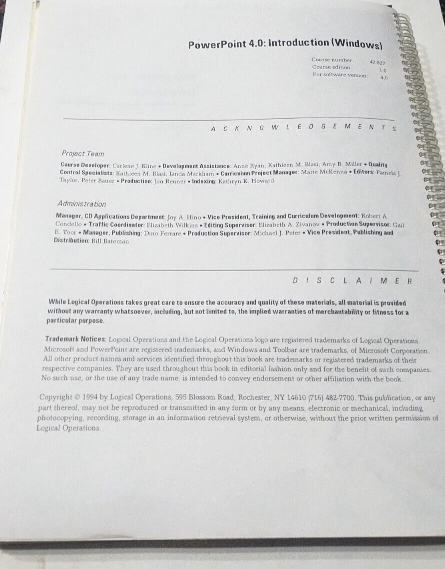 PowerPoint 4.0 Introduction for Windows, Student Manual with Disk (42-287-S3)