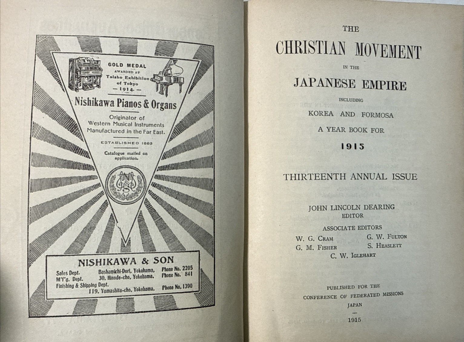 SCARCE The Christian Movement in the Japanese Empire 1915 1st ED Antique Book