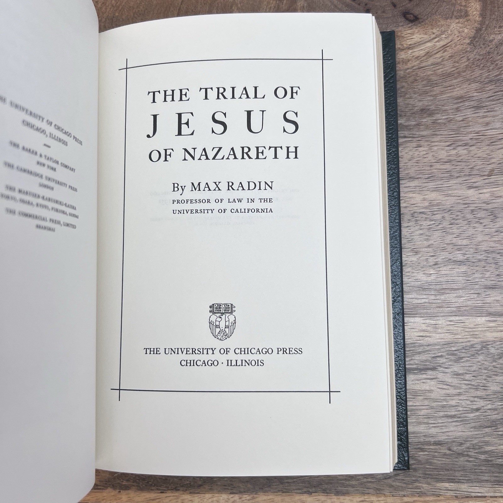 TRIAL OF JESUS Max Radin Gryphon Full Leather Binding, Gilt Edges