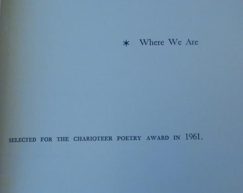 WHERE WE ARE by John William Corrington 1962 Charioteer Press Ltd Ed