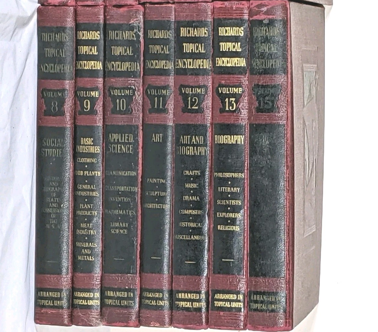 Richards Topical Encyclopedia 1946 Partial Set 14/15 Maroon Gold Vintage AS IS