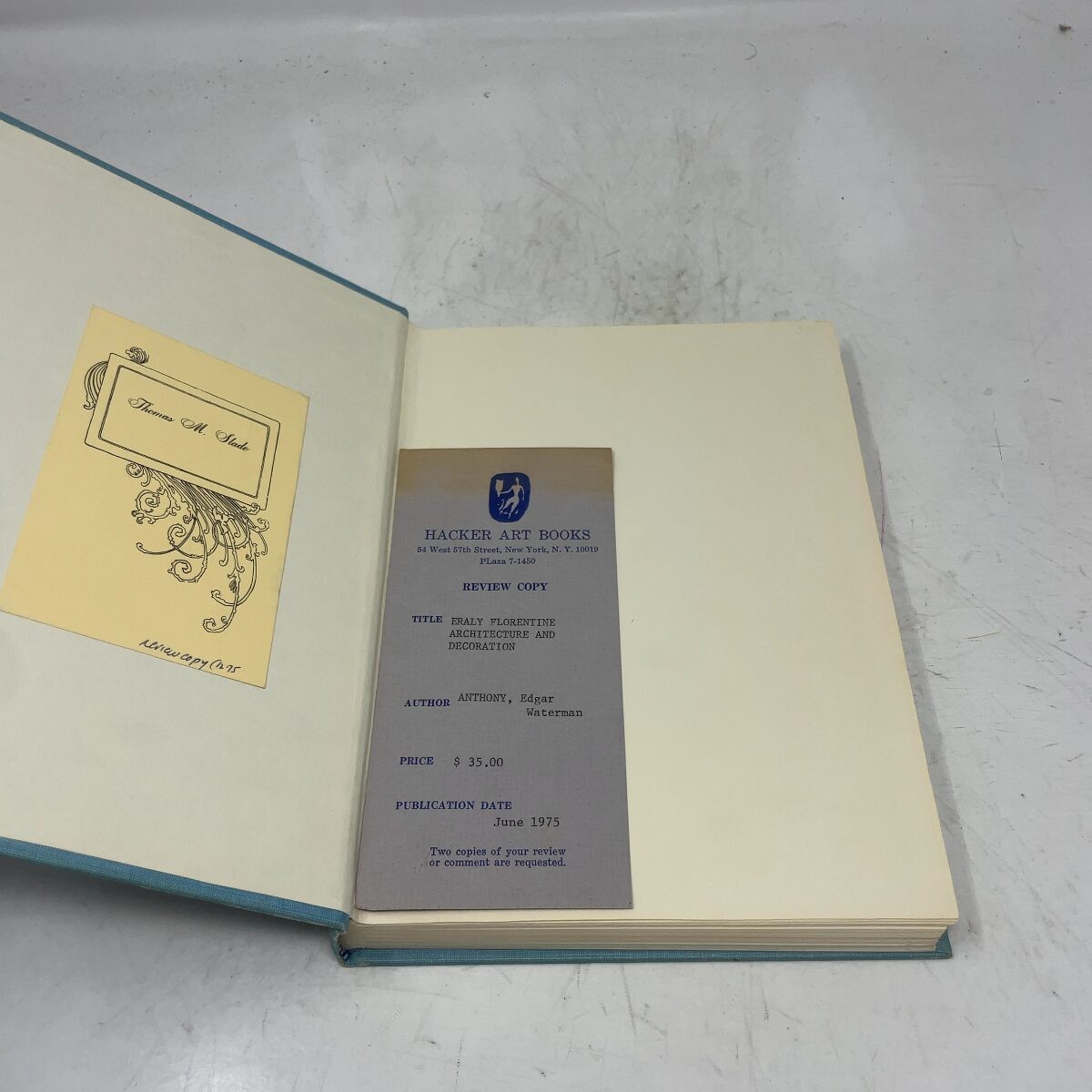 Early Florentine Architecture and Decoration by Edgar W. Anthony HC First Thus