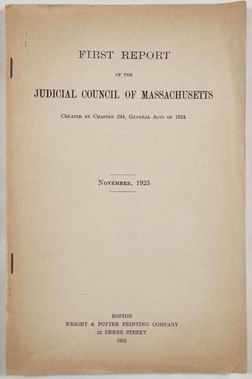 1925 First Report Of The Judicial Council Of Massachusetts Law Legal History