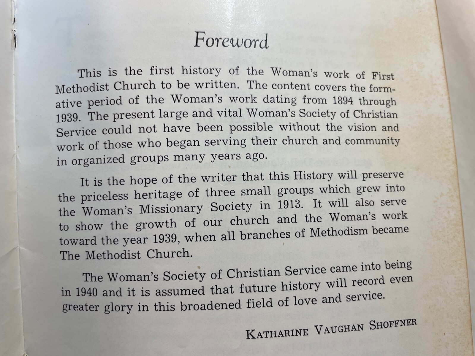 History of the Woman’s Missionary Society First Methodist Church Birmingham, AL
