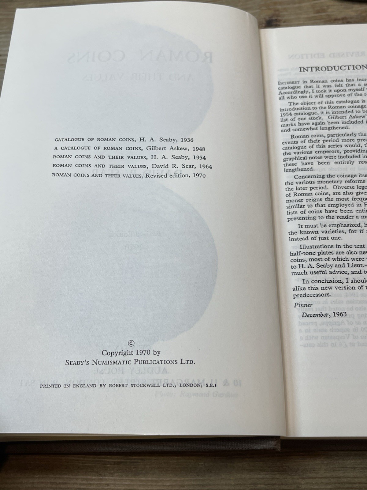 Roman Coins and Their Values: By David Sear 1970 (Revised Edition: HardCopy)