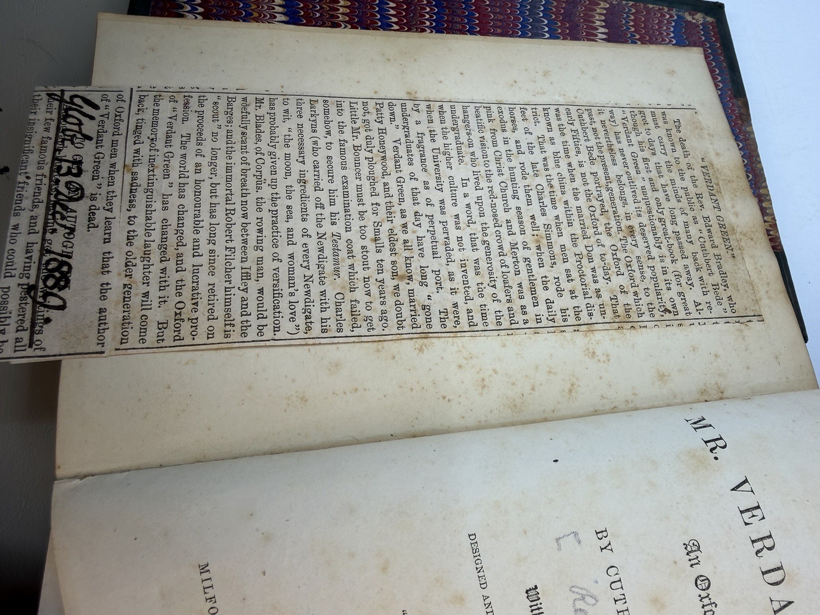 1855 Verdant Green Cuthbert Bede Leather Gilt Illustrated Obits (AE157DG40)