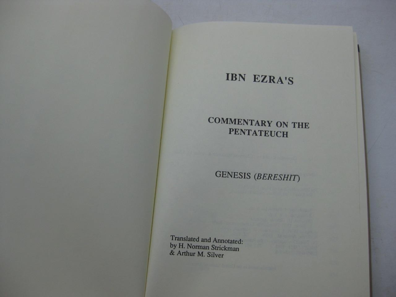 NEW Ibn Ezra’s Commentary on the Pentateuch: Genesis (Bereshit) ENGLISH EDITION