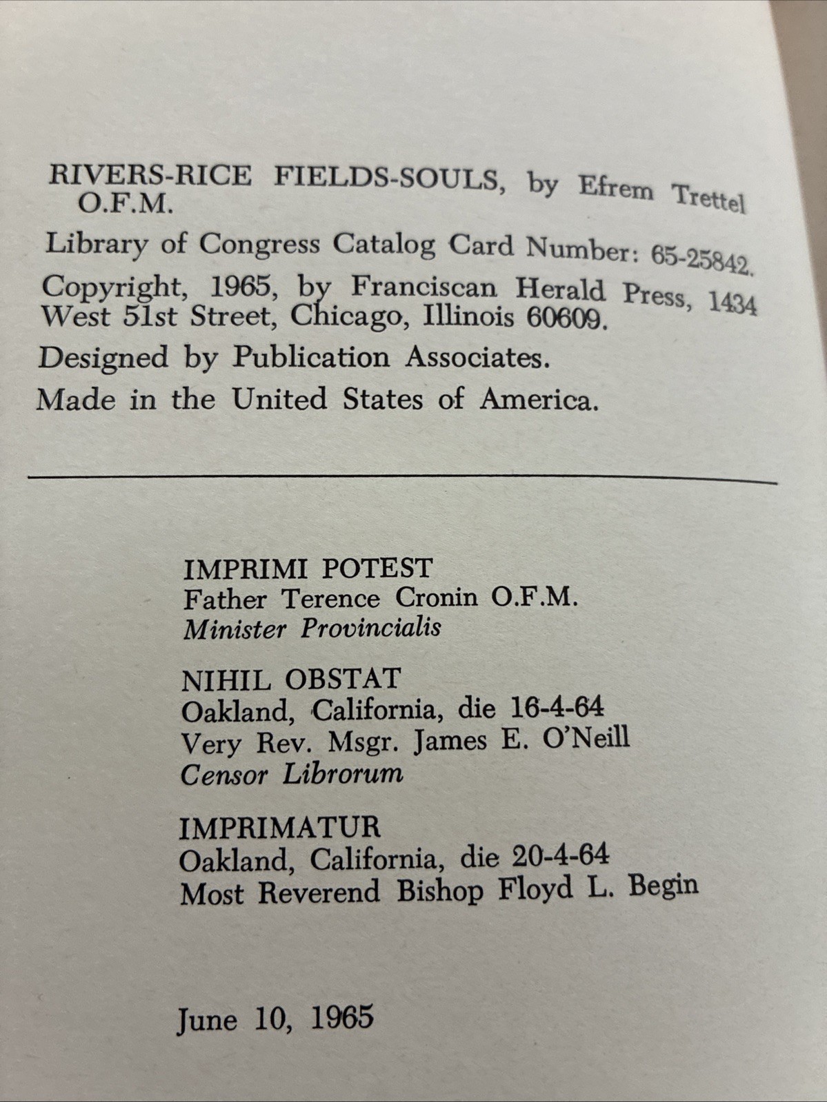 Rivers Rice Fields Souls Signed Efrem Trettel OFM Memoirs China 1953 HBDJ