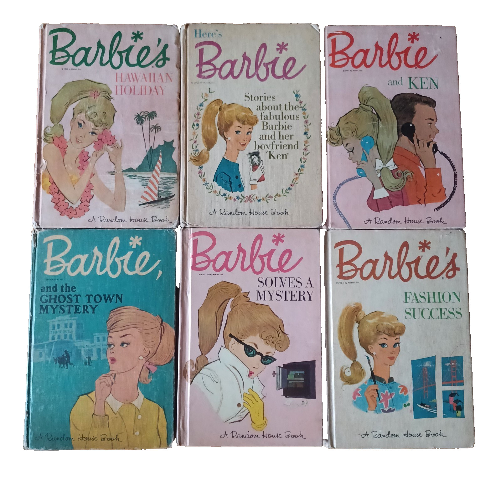 Barbie Book Lot of 6 1962-1965 Random House Ken Mystery Fashion Success Hawaiian