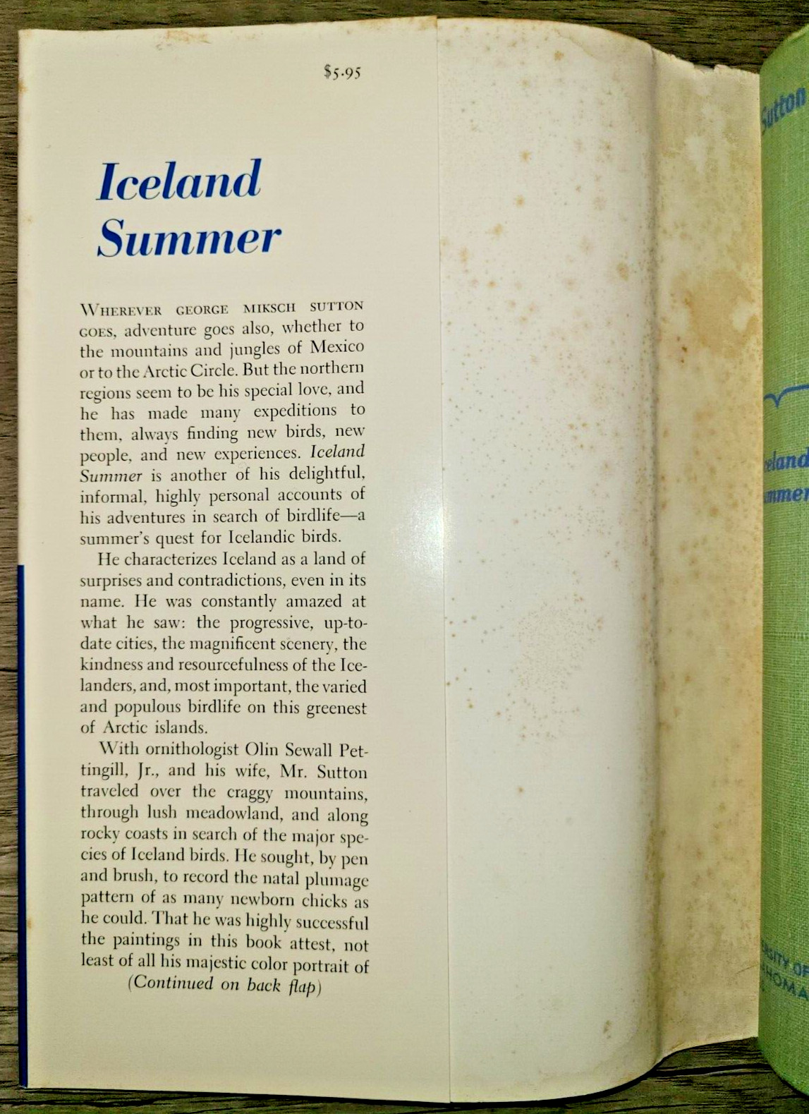 SIGNED! Vtg HC book, Iceland Summer by George Miksch Sutton, 1961