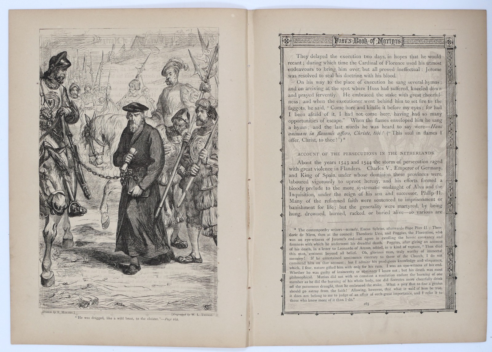 John Hooper Led to Execution Cassell Foxe Book of Martyrs Leaf c.1866