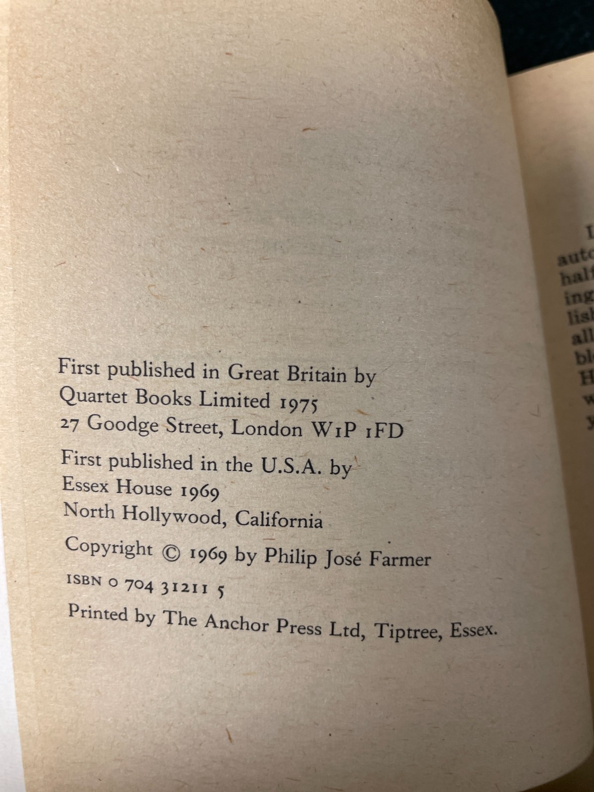 Philip Jose Farmer – A Feast Unknown – Tarzan and Doc Savage -Quartet 1975 Brit.