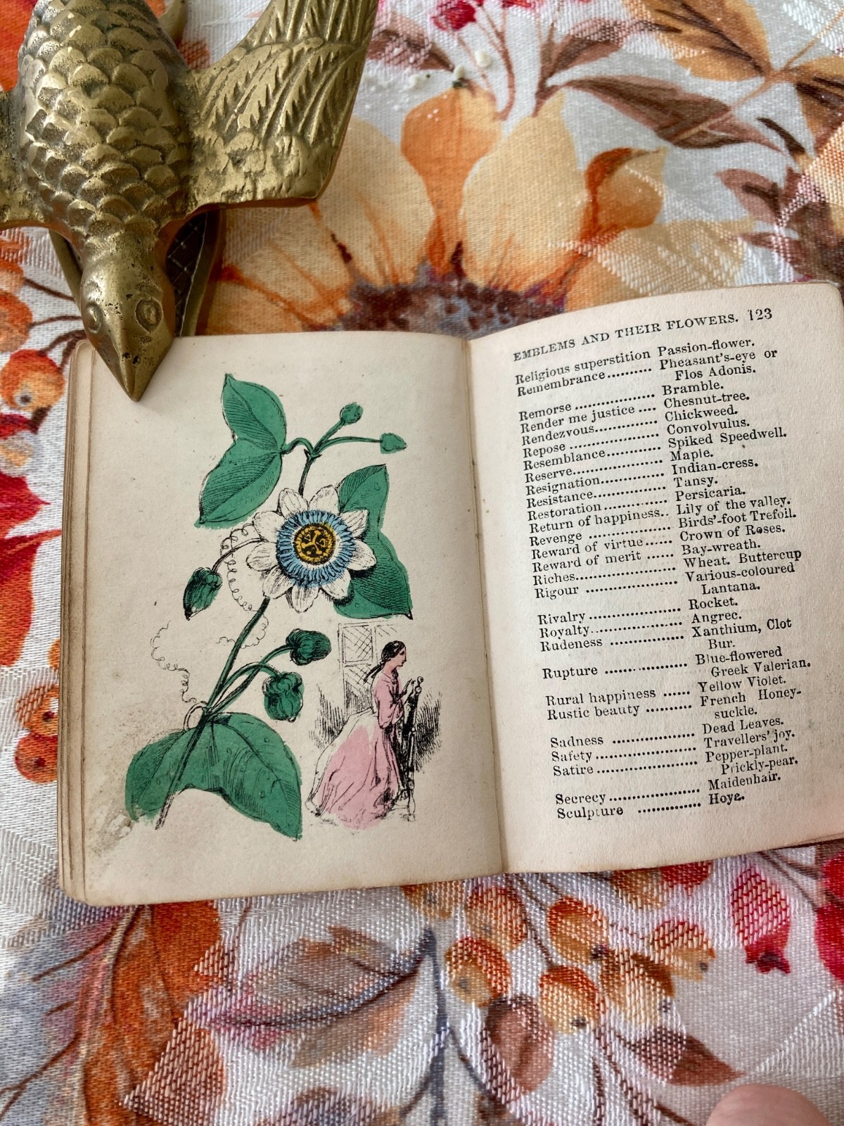 1865 Miniature Language of the Flowers & Alphabet of Floral Emblems Antique Book