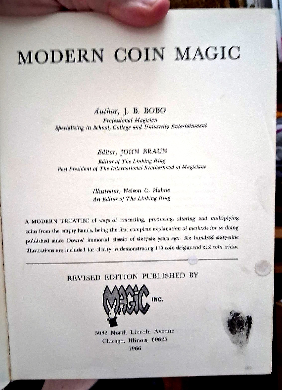 The New Modern Coin Magic by J.B. Bobo, 1966 – Vintage – Hardcover