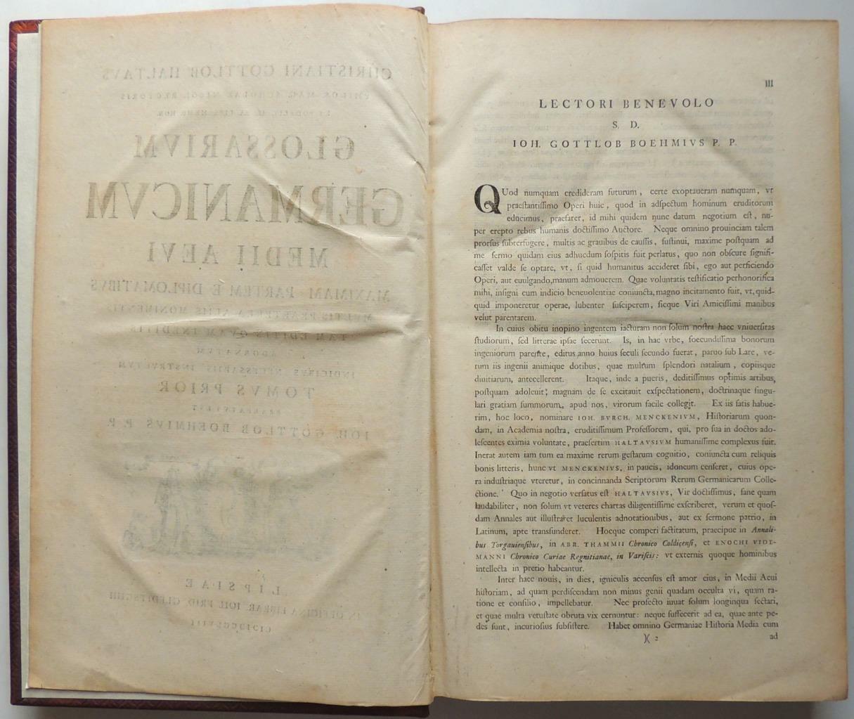 1758 GERMAN DICTIONARY Glossarivm Germanicvm LATIN Christiani Gottlob Haltaus