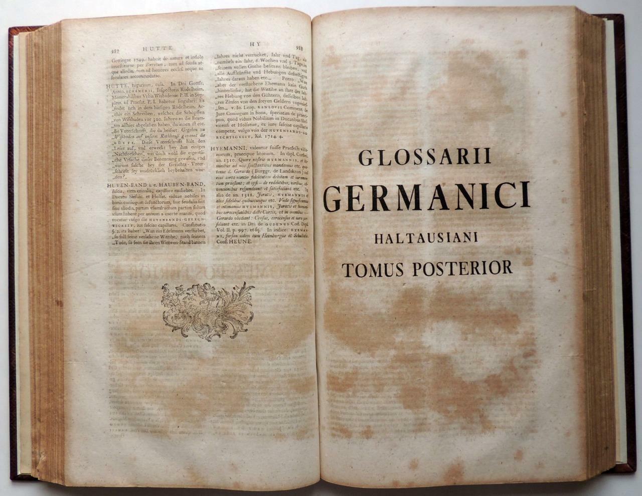 1758 GERMAN DICTIONARY Glossarivm Germanicvm LATIN Christiani Gottlob Haltaus
