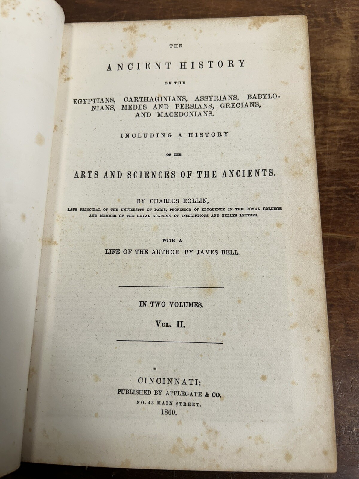 ANCIENT HISTORY OF THE EGYPTIANS CARTHAGINIANS Vol. 2 – by Rollin 1860 ANTIQUE