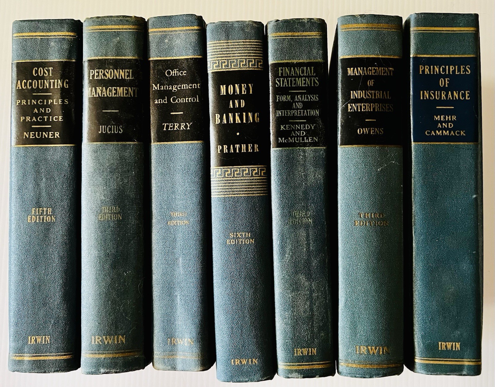 Business College Text Books -Lot of 7 HC, Vintage Reference 1950s Richard Irwin