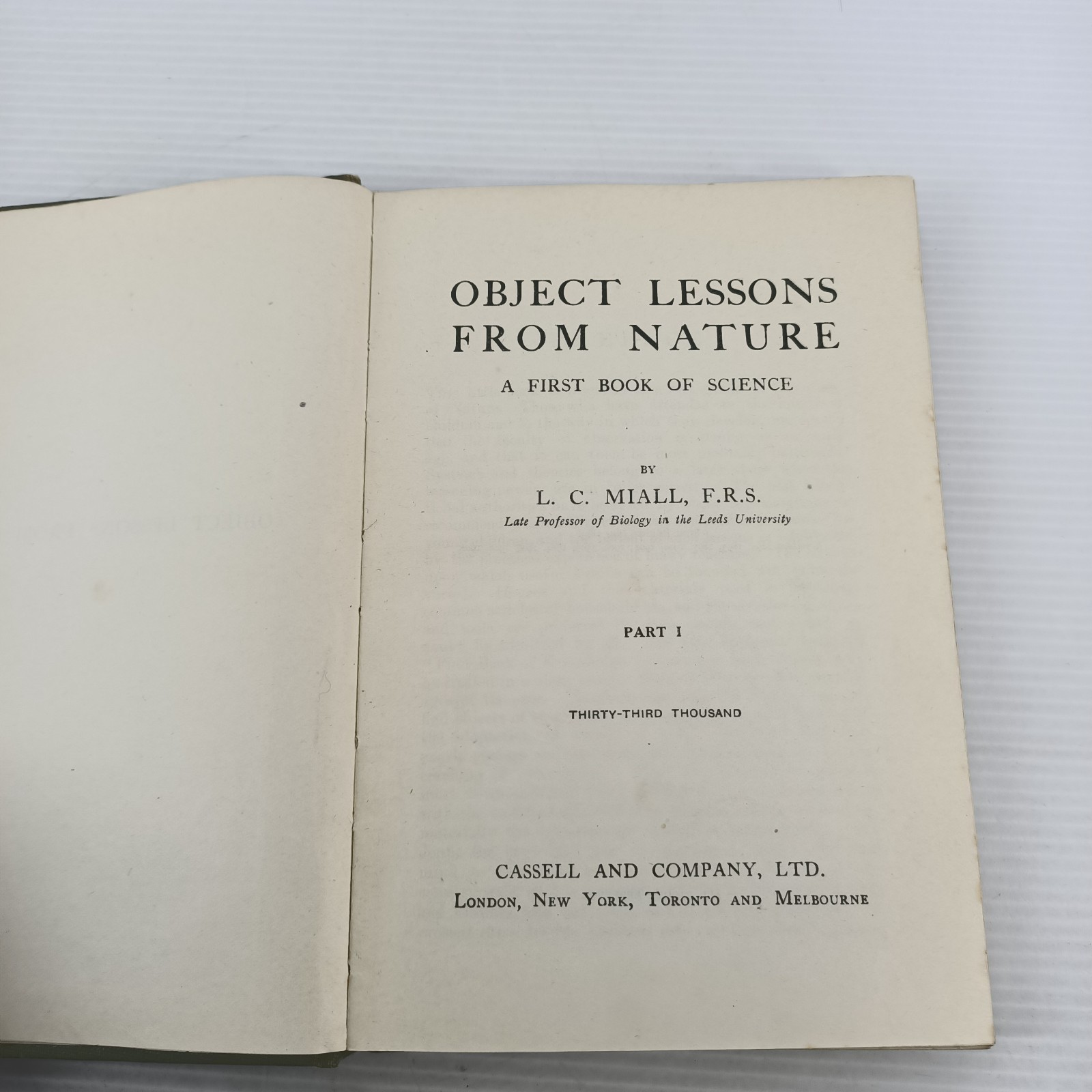 Object Lessons From Nature Part 1 A First Book Of Science L C Miall 1911 Antique