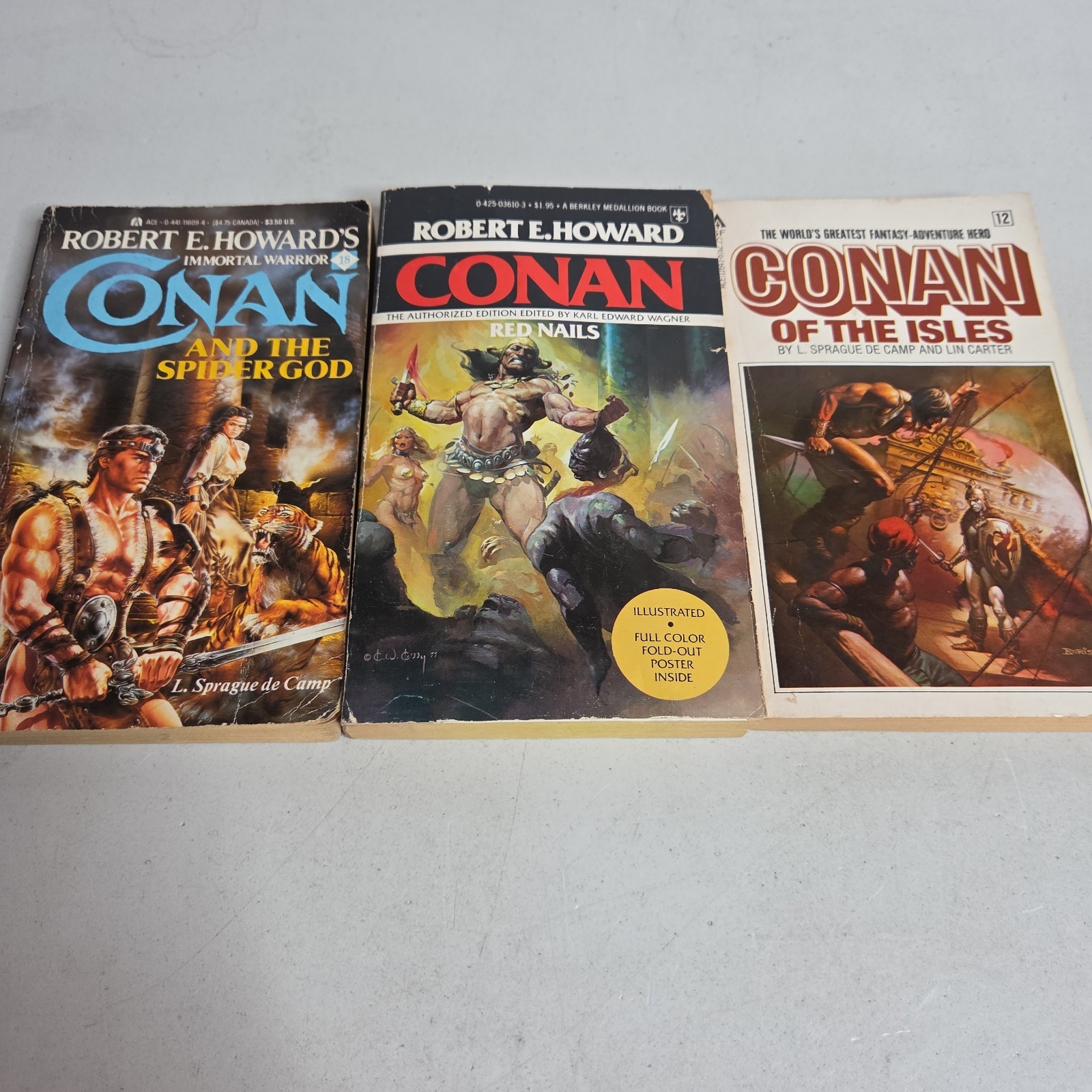 CONAN Lot 3 Red Nails Robert E. Howard (1977) 1st poster Spider God Isles