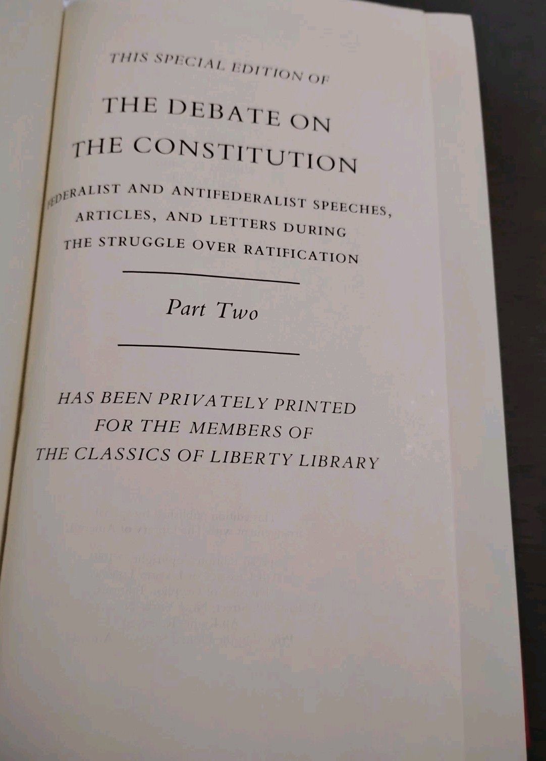 DEBATE ON THE CONSTITUTION Part 2 Gryphon Editions LEATHER Classics of Liberty