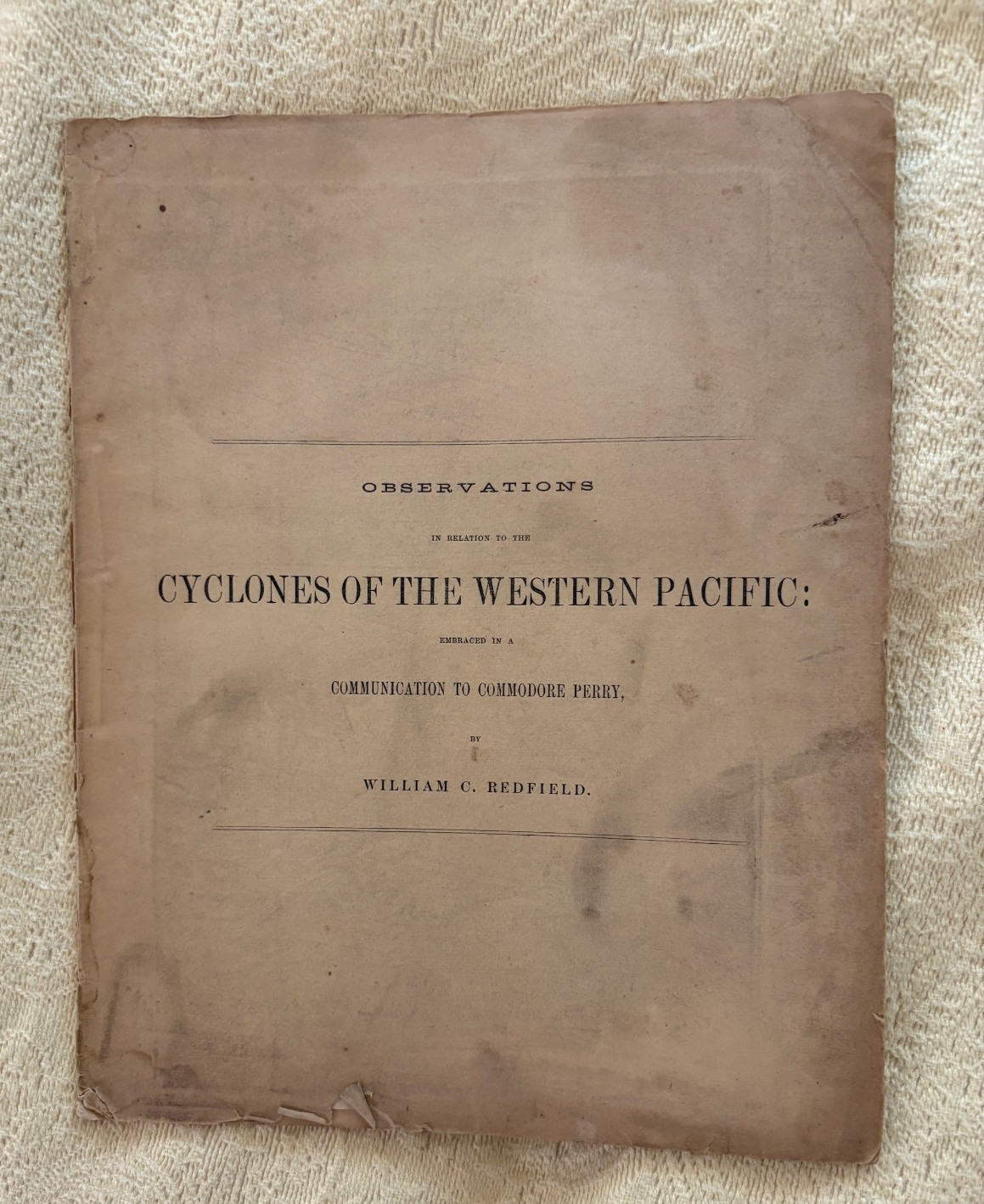 William C. Redfield, Observations Cyclones of the Westen Pacific 1857 offprint