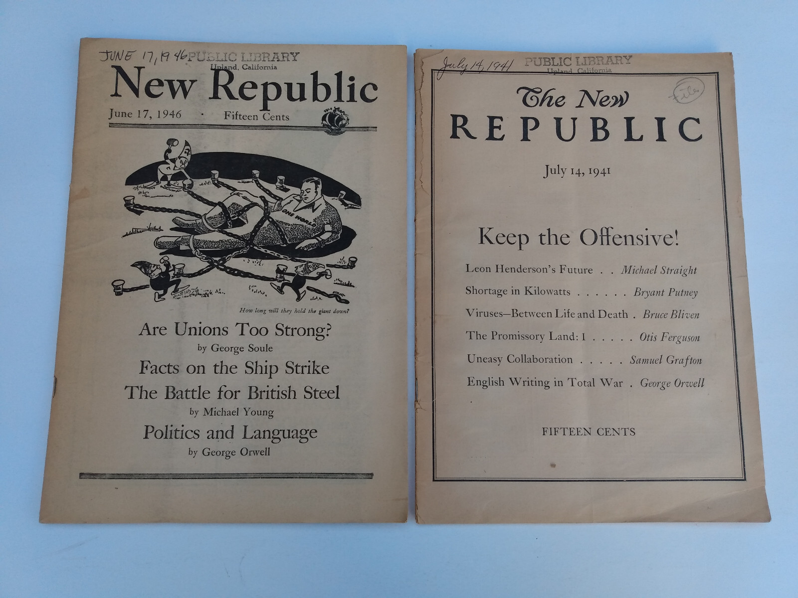 George Orwell 1st Publications World War 2 WWII Era Politics New Republic 1940s