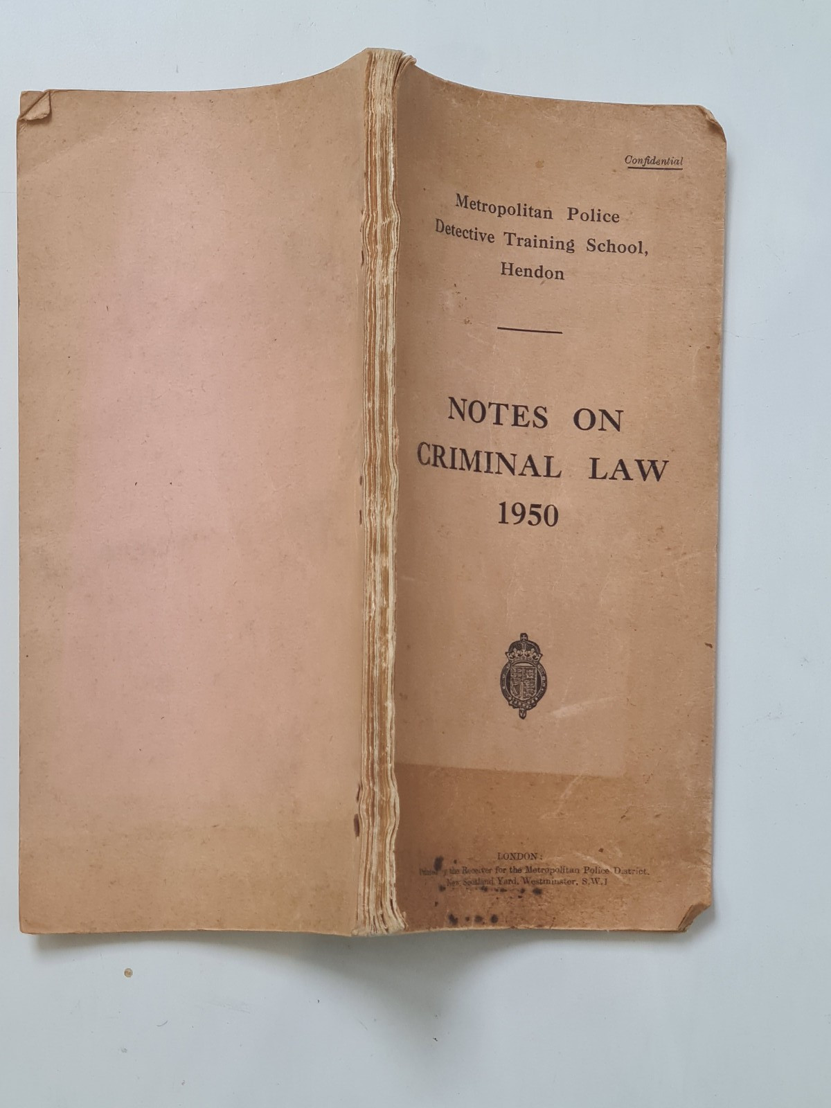 Notes on Criminal Law, Met Police Detective Training School, Hendon, 1950, RARE
