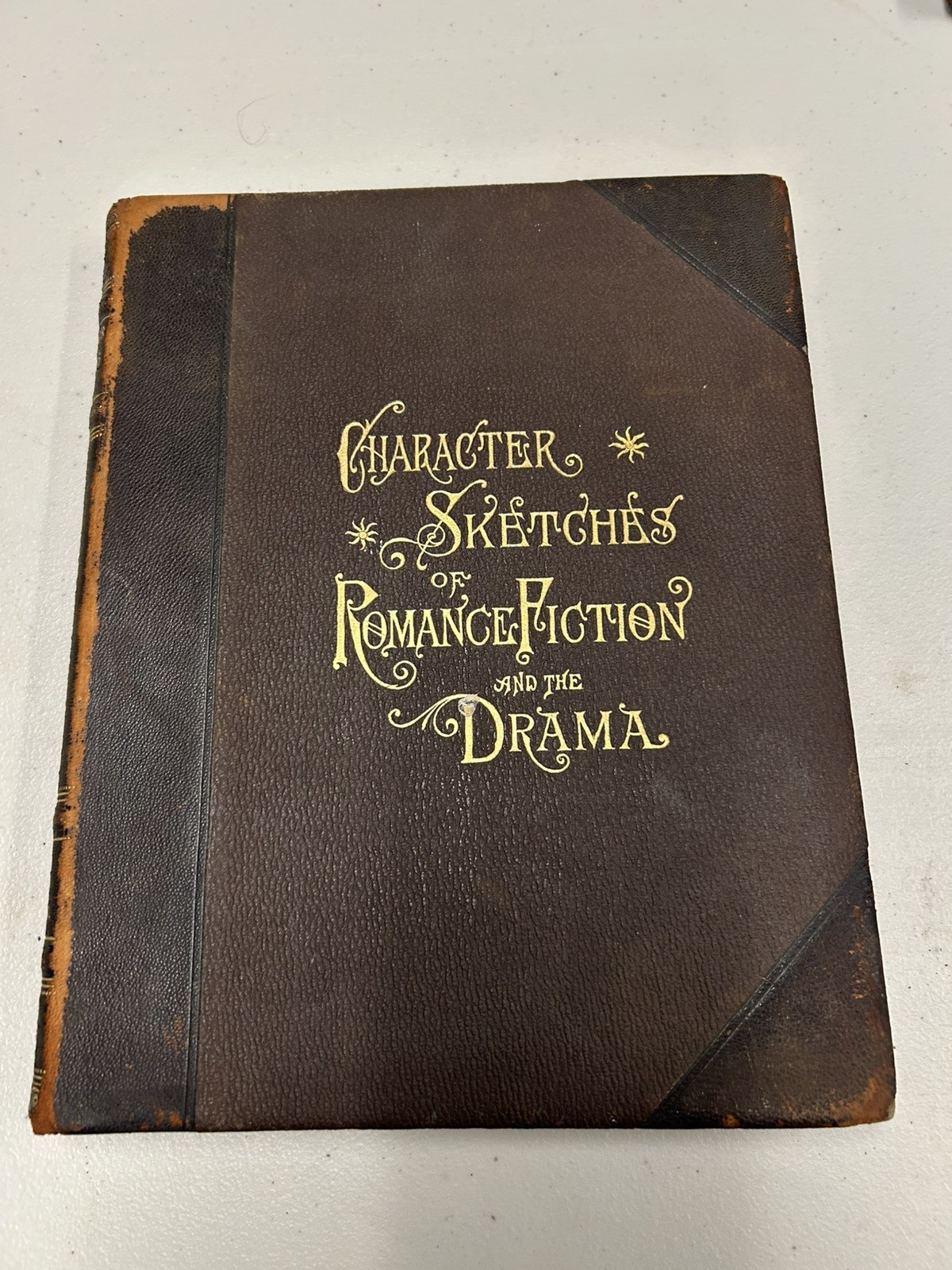 Antique 1902 Brewer Character Sketches Romance 8 Vol Complete Brown Leather Set